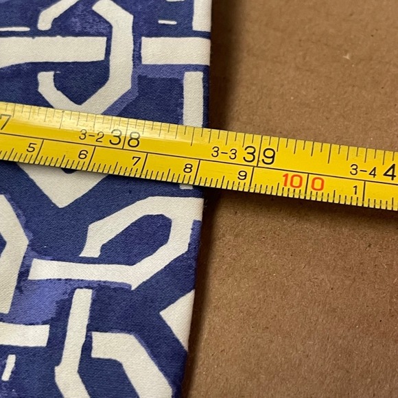 Talbots Women's Size 12P Floral Blue Grecian Tile Boatneck Fit and Flare Dress - Picture 13 of 13